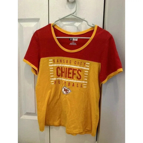 NFL Team Apparel Tops - NFL Kansas City Chiefs Women’s Front Lines Short Sleeve Tee ( Large )